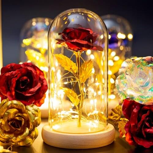 Eternal flower Ornaments Mothers Day Gifts Home Decor Wedding Eternal Galaxy Rose With Lights In Dome