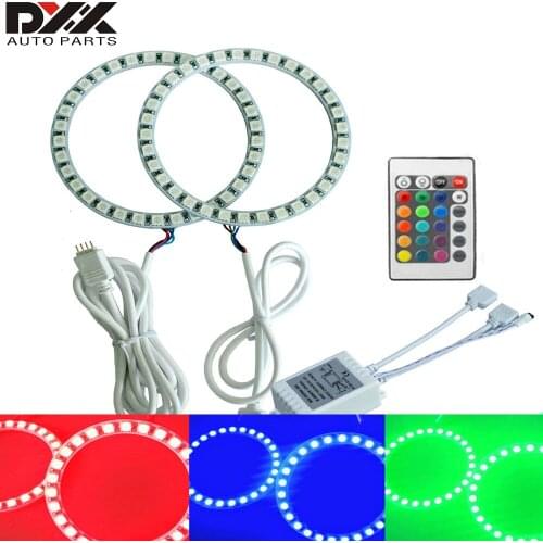 2pcs 100mm LED Angel Eye Halo Colorful Multicolor 5050RGB High Brightness Beads Wireless Remote Control Operation Suitable