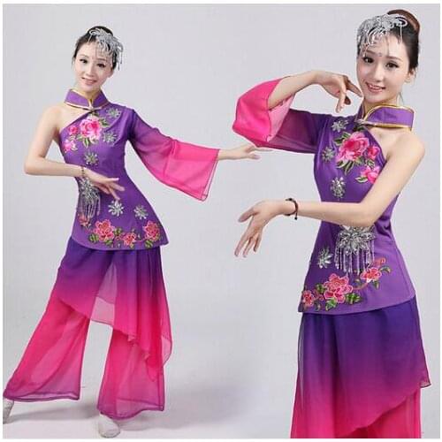 Folk dance costumes fan classical dance suits new yangko dance performances square dance set special