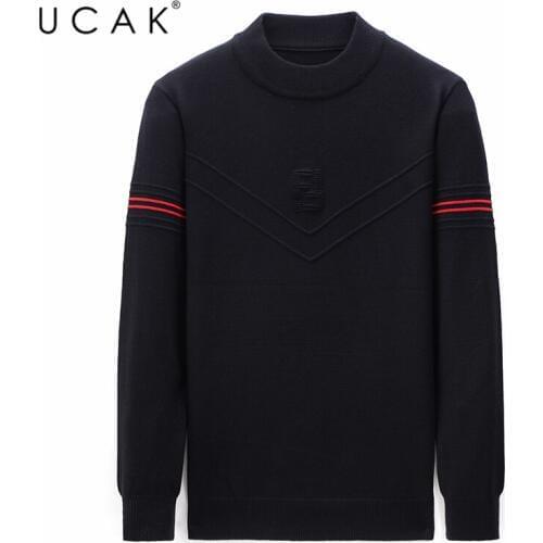 UCAK Brand Tops Striped Cotton Sweaters Men Clothing Autumn Winter Fashion Streetwear Sweater Pull Homme Casual Pullover U1126