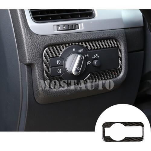 For VW Touareg Carbon Fiber Inner Headlight Switch Button Trim Cover 2011-2018 1pcs Car Accessories Interior Car Decor Car Trim