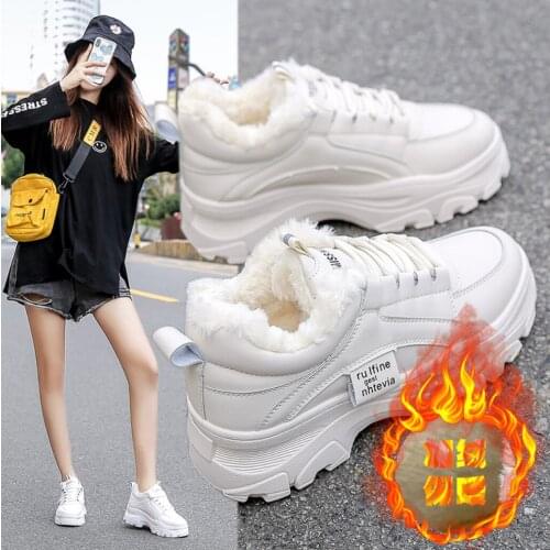 Ladies Platform 5CM Casual Shoes Fashion Sneakers Thick Bottom Snow Boots Winter Women Warm Plush Womens Shoes Zapatos De Mujer