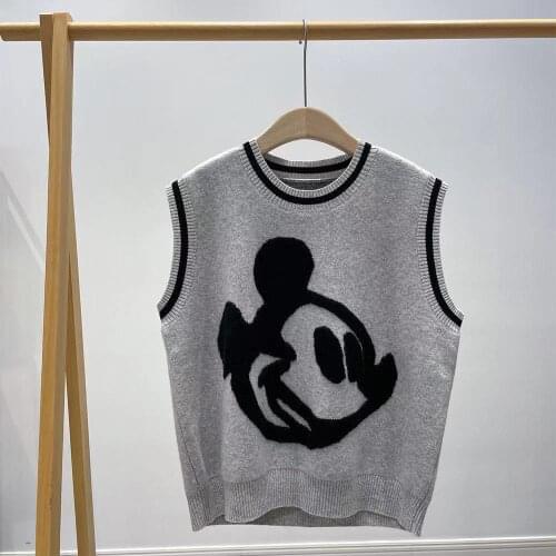 Runway Fashion Women Vest Sweater 2021 High Quality Winter Sleeveless Knitted Cashmere O-Neck Pullover Sweater