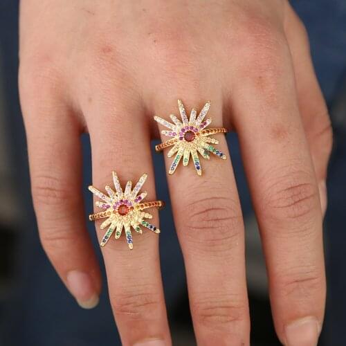 Top Quality Classical mix color Cubic Zircon Wedding Ring for Women woMen Gold Color Austrian Crystal colorful cz ring 2019