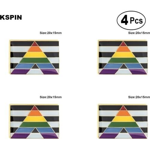 Straight Allies Pride Brooches Lapel Pin Flag badge Brooch Pins Badges 4pcs