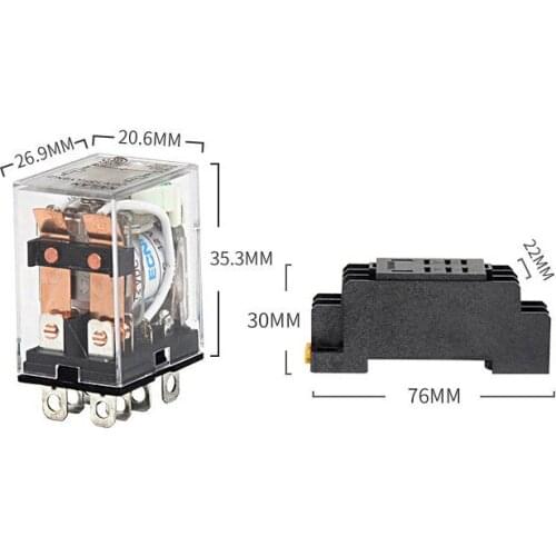 10Pcs 12V 24V DC 110V 220V AC Coil Power Relay LY2NJ DPDT 8 Pin HH62P JQX-13F With Socket Base OK