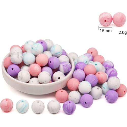 10PC 15mm Round Beads For Mommy Handmaking DIY Silicone Beads For Baby Chewable Toys Silicone Beads More Colorful Silicone Beads