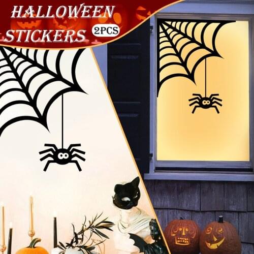2Pcs Halloween Spider Wall Stickers Party Decorative Stickers DIY Wall Art Decal Decoration Oom Decoration Party Wedding Decor