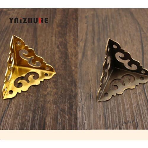 20mm 8pcs Mini Wrap Angle Chinese Antique Copper Fittings Copper Angle Wrapping Wooden Jewel Box Rebel Flower Hollow Corner