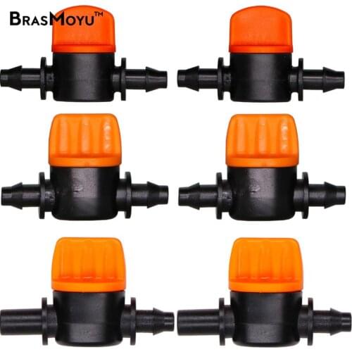 20pcs Drip Irrigation Mini Valve Irrigation Water Switch 4/7 Hose Barb Waters Stop Connector Greenhouse Garden Supplies Fitting