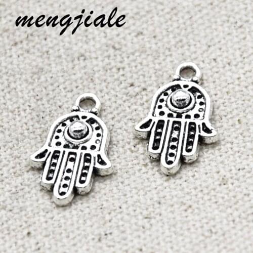 30pcs Metal Hand of Fatima Charms Alloy Metal Hamsa Pendants For DIY Jewelry Making Findings
