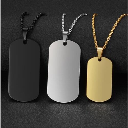 316L Stainless Steel Fashion Military Brand Nameplate Dog Tag Engraving Custom Names Titanium Steel Necklace Not Fade