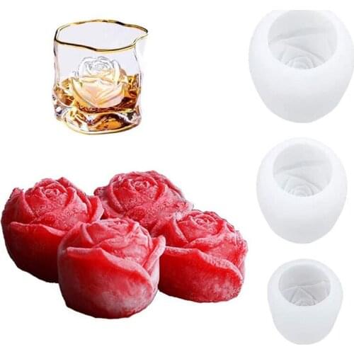3D Rose Flower Ice Cube Mold Reusable Silicone Mold For Making Coffee Milk Cocktails Whisky Fondant Cupcake Decoration Mold