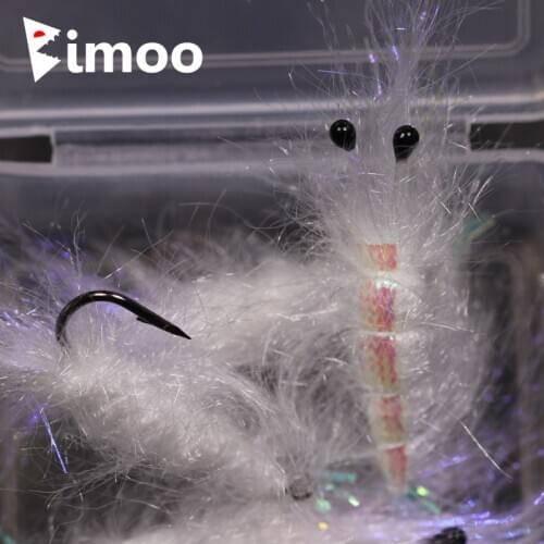 4PCS #1 Artificial Shrimp Fly Bait Pearl Back Flash Shrimps for Trout Saltwater Sabiki Fishing