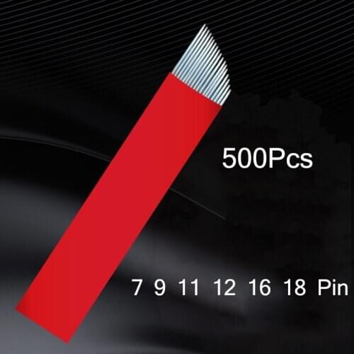 500Pcs Nano 0.18mm 9 12 14 18 U Permanent Makeup Eyebrow flex Tattoo Needles Blade For Microblading lamina blade Agulhas Tebori