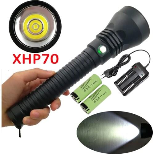 5000LM XHP70 LED Scuba Diving flashlight White Light Waterproof underwater flash light dive Lamp Torch