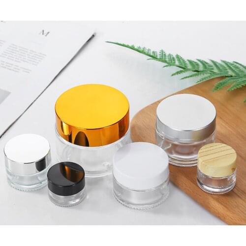 8pcs 5g-100g Clear Mini Glass Empty Jar Pots Cosmetic Makeup Inner Lid Face Cream Lip Balm Container My Refillable Bottles