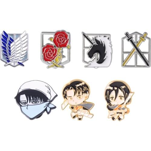 Anime Attack On Titan Pins Brooch Levi Ackerman Mikasa Ackerman Wings Of Freedom Badge Brooches Lapel Pin Shirt Bag Jewelry
