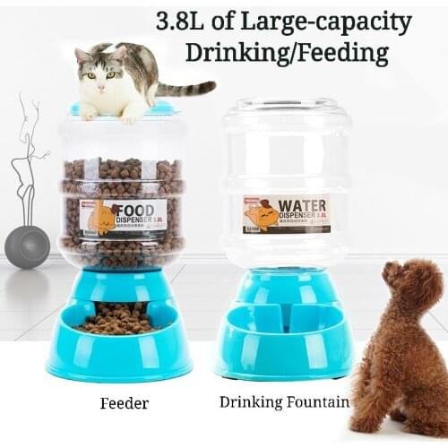 Pet Automatic Drinking Fountain Food Storage Bucket Cat Teddy Automatic Feeder 3.8L Dogs And Cat Accessories