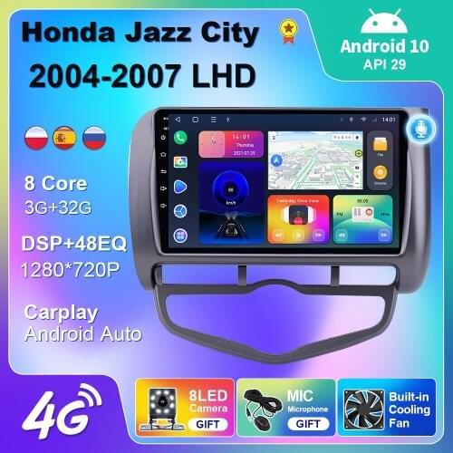 4G Android 10 For Honda Jazz City 2004-2007 Car Radio Multimedia Player Navigation Car Android Auto Carplay 2 din Android 10