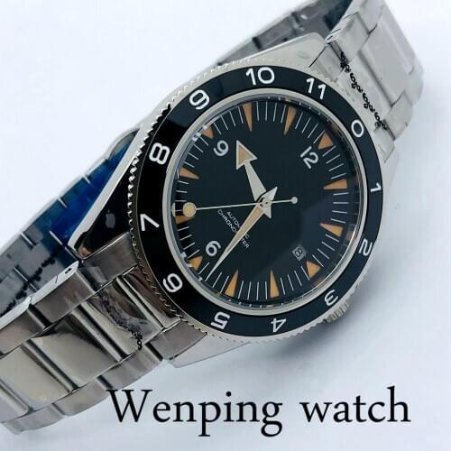 Corgeut 41mm Mens Top Luxury Mechanical Watch Sapphire Crystal Ceramic Bezel Black Sterile Dial Luminous Mens Automatic Watch