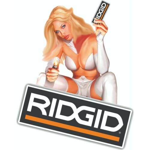 For RIDGID TOOLS STICKER DECAL FLAME GIRL GARAGE MECHANIC GLOSSY LABEL TOOL BOX USA