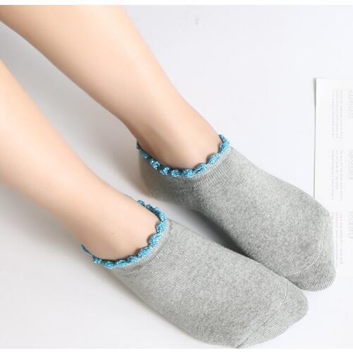 DONG AI Terry Socks Invisible Socks Lace Cuff New Hot Thick Cotton Silicone Non-Slip Female Socks Womens breathable sox
