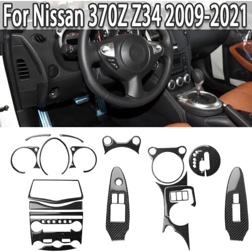 K-Car Full Set Interior Modification Decal Cover Trim Stickers Carbon Fiber Style For Nissan 370Z Z34 2009-2021