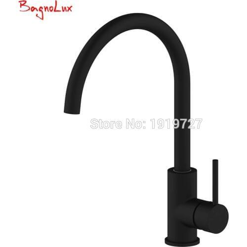 Classic 360 Swivel 100% Solid Brass Single Handle Bar / Prep Mixer Sink Tap Hot And Cold Kitchen Faucet In Alba Matt Black