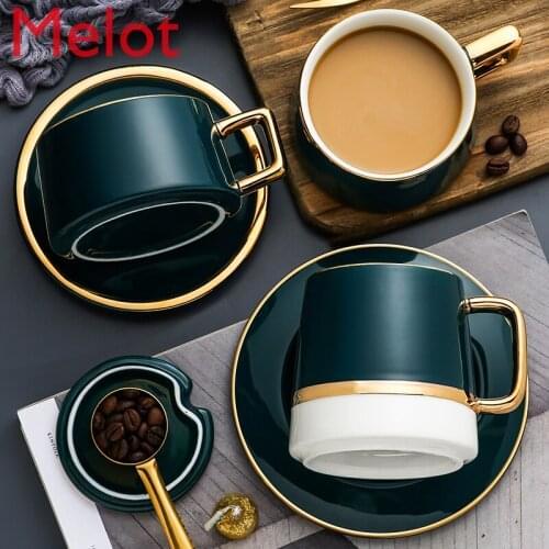 Coffee Cup European Light Luxury Afternoon Tea Cup and Saucer Set Nordic Cup Ceramic Home Creative Blending Cup Durable Gift