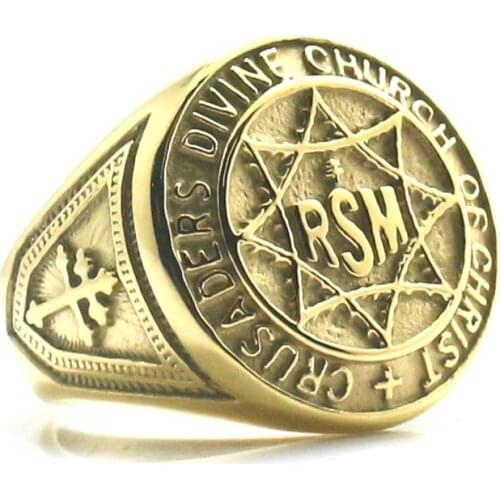 New Arrival Unisex 316L Stainless Steel CRUSADERS DIVINE CHURCH OF CHRIST RSM Cross Ring Newest