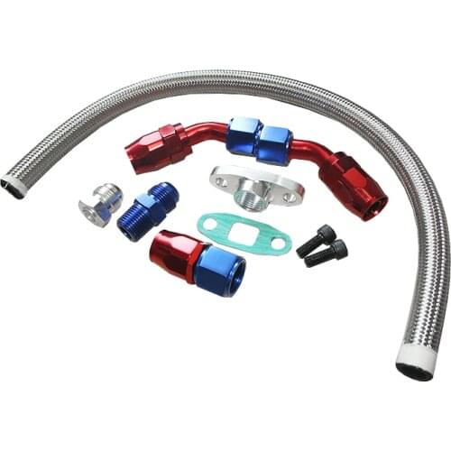 TURBO OIL DRAIN RETURN LINE KIT T3 T4 T3T4 T04 STEEL BRAIDED GT45 AN10