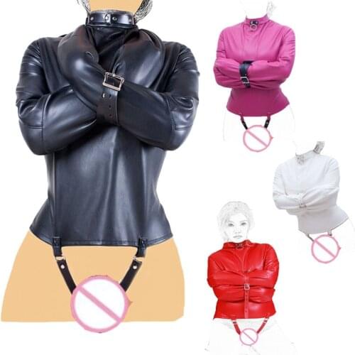 Sex Slave Binding Clothing,Leather Arm Binder Restraint Straitjacket,BDSM Bondage Cosplay Sexy Costume Couples flirting Sex Toys