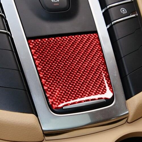 Red Genuine Carbon Fiber For Porsche MACAN 2014-2021 Car Gear Shift Battery Cover Trim Styling Sticker