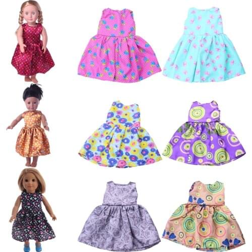 Doll Dresses Polka Dot Print Sleeveless Dresses For 18 Inch &43 Cm Doll & New Born Baby Generation Birthday Girls Toy Gifts