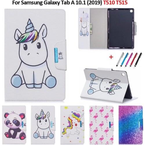 Fashion Flamingo Unicorn Tablet Case For Samsung Tab A 10.1 2019 Leather Cover For Samsung Galaxy Tab A 10 1 2019 Case T510 T515