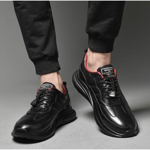 2021 Men Fashion Summer Breathable Lightweight Sneakers Mens Genuine Leather Comfortable Flats Moccasins Non-Slip Sneakers