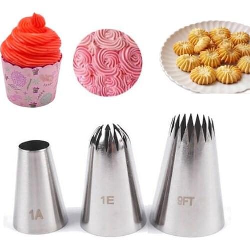 Rose Flower Icing Piping Nozzles Russian Pastry Tips Round Tube Cookies Cake Decorating Tools Cream Fondant Molds #1A #1E #9FT