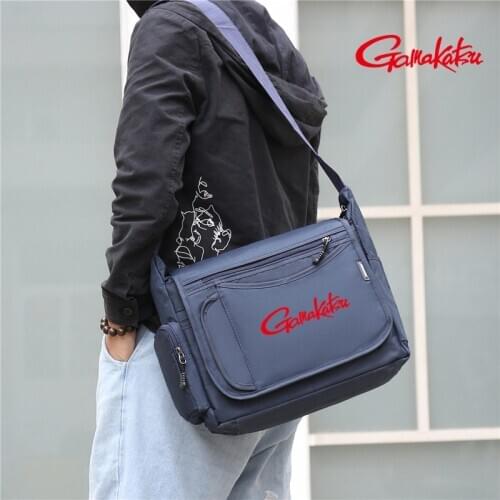 Gamakatsu New Mens Cycling Hiking Shoulder Bag Messenger Bag Outdoor Fishing Mens Large Capacity Backpack Zipper Fishing Bag