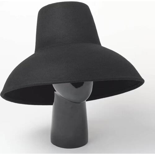 New Winter Classical Big Wide Brim Wool Fedora Keep Warm Hats For Women Luxury Lady Church Derby Dress Black Hat Sombrero Mujer