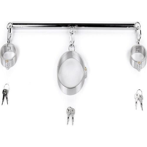 New removable Stainless steel metal bdsm bondage collar handcuffs slave restraint SM erotic couples adult game Sex toys