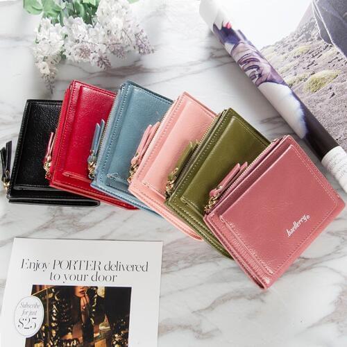 New Style Womens Short Zipper Wallet Two-fold Buckle Cross Wallet Europe And America Style Patent Leather Cute Mini Purse