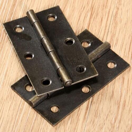 2Pcs Iron Antique Bronze Cupboard Cabinet Drawer Wooden Box Jewelry Chest Hinges Furniture Decorative Hinges with Screws 60*37mm