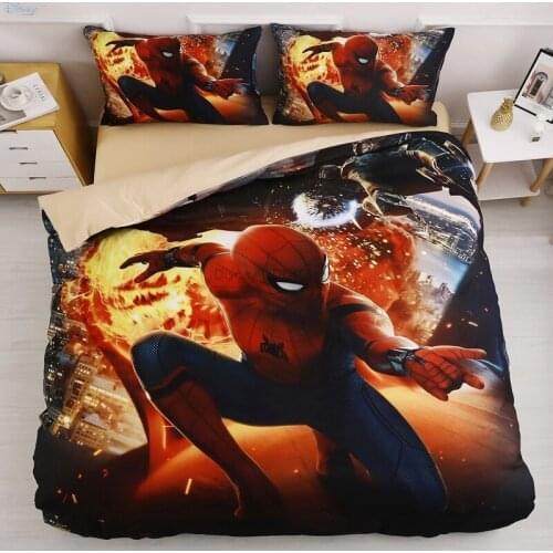 Popular Marvel Spider Man Duvet Cover Set Bed Sheet Pillowcase Boys Kids Bedding Set Single Twin Full Queen Comforter Cover Sets