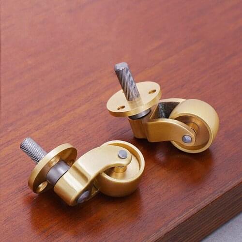 2'' Pure brass Swivel wheel Metal Flat Casters Heavy Mute Furniture support leg for Chairs Bed Piano want Replacement moving