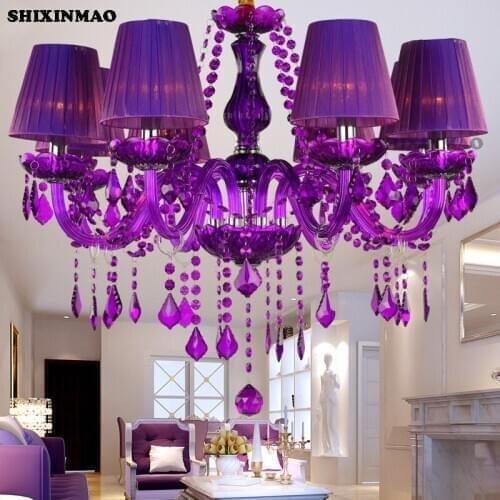 Factory direct Luxury purple European style living room crystal lamp living room decoration diningroom/bedroom/livingroom