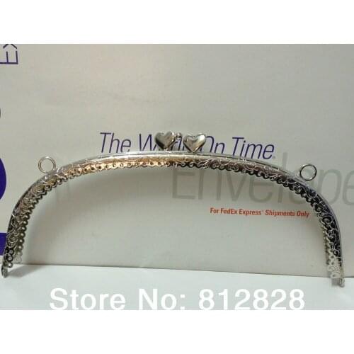 5pcs 24.5cm Silver Metal Clutch Frame with Clip Clasp and Sewing Holes