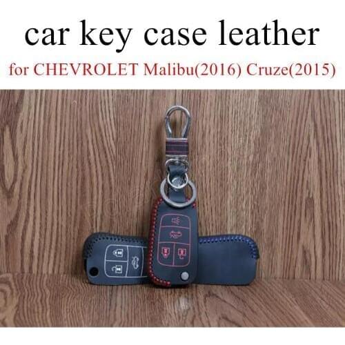 Only Red new arrival hand sewing leather car key case leather car key cases DIY fit for CHEVROLET Malibu(2016) Cruze(2015)