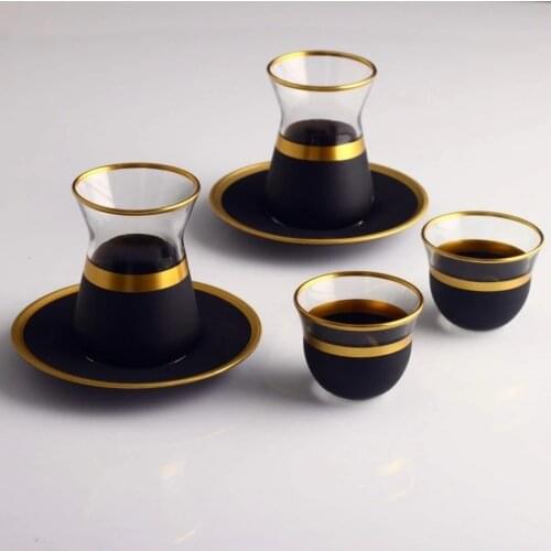 Turkish Tea Cup Set 18 Piece Tea Cup and Handles Coffee Team Turkish Arabic Russian English French Fas Tea and coffee Set