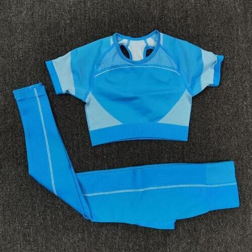 New 2 PCS Women Summer Seamless yoga set Fitness Sports Suits GYM Clothing Yoga bra top High Waist shorts leggings Workout Pants